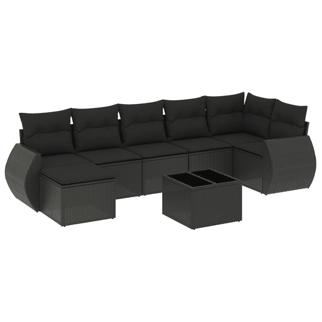 Set Divani da Giardino con Cuscini 8 pz Nero in Polyrattan | homemem39