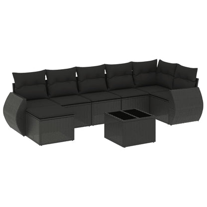 Set Divani da Giardino con Cuscini 8 pz Nero in Polyrattan | homemem39