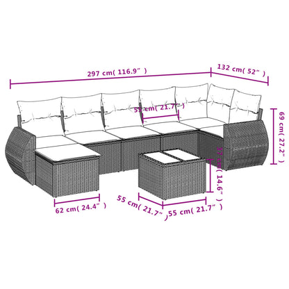 Set Divani da Giardino con Cuscini 8 pz Nero in Polyrattan | homemem39