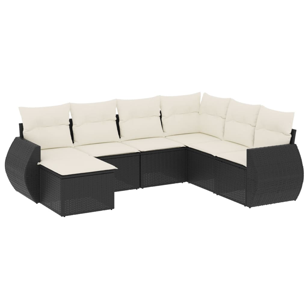 Set Divani da Giardino con Cuscini 7pz Nero Polyrattan - homemem39