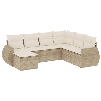 Set Divani da Giardino 7 pz con Cuscini Beige in Polyrattan | homemem39