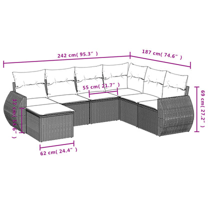 Set Divani da Giardino 7 pz con Cuscini Beige in Polyrattan | homemem39