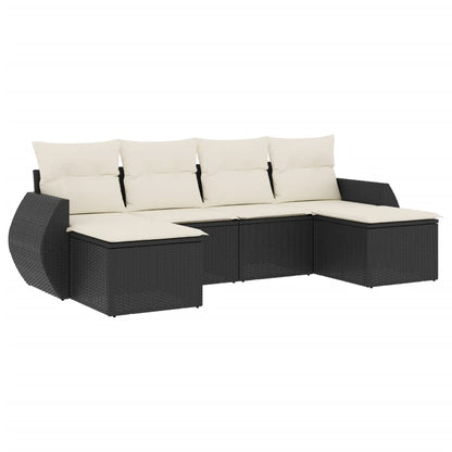 Set Divano da Giardino 6 pz con Cuscini Nero in Polyrattan - homemem39