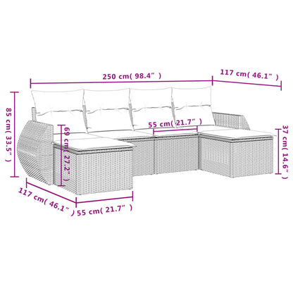 Set Divano da Giardino 6 pz con Cuscini Beige in Polyrattan | homemem39