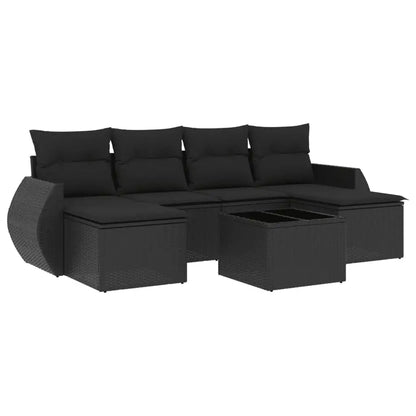 Set Divani da Giardino con Cuscini 7pz Nero Polyrattan - homemem39
