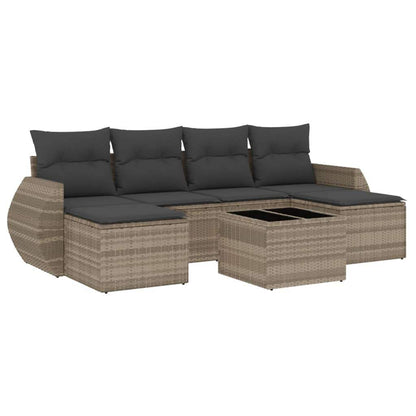 Set Divani da Giardino 7pz con Cuscini Grigio Chiaro Polyrattan - homemem39