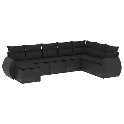 Set Divani da Giardino con Cuscini 8 pz Nero in Polyrattan | homemem39