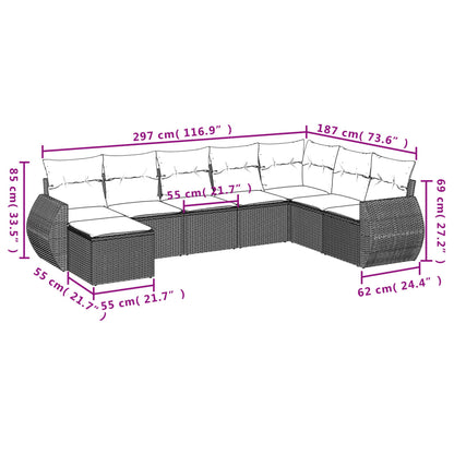 Set Divani da Giardino con Cuscini 8 pz Nero in Polyrattan | homemem39