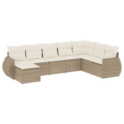 Set Divano da Giardino 8 pz con Cuscini Beige in Polyrattan | homemem39