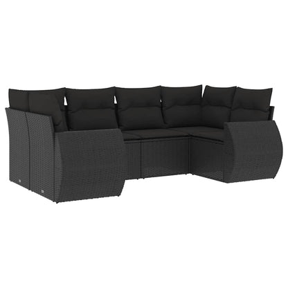Set Divano da Giardino 6 pz con Cuscini Nero in Polyrattan | homemem39