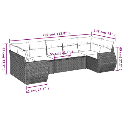 Set Divani da Giardino con Cuscini 7pz Nero Polyrattan | homemem39