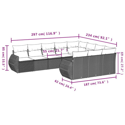 Set Divano da Giardino 10 pz con Cuscini Beige in Polyrattan | homemem39