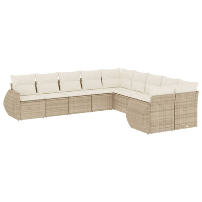 Set Divano da Giardino 10 pz con Cuscini Beige in Polyrattan | homemem39