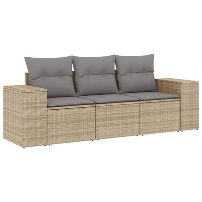 Set Divano da Giardino 3 pz con Cuscini Beige in Polyrattan - homemem39