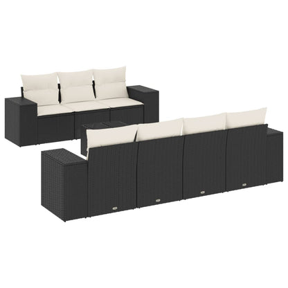 Set Divani da Giardino con Cuscini 8 pz Nero in Polyrattan