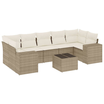 Set Divano da Giardino 8 pz con Cuscini Beige in Polyrattan | homemem39