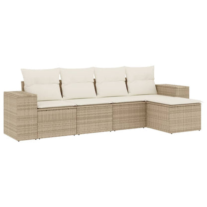 Set Divano da Giardino 5 pz con Cuscini Beige in Polyrattan | homemem39