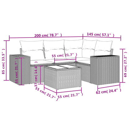 Set Divano da Giardino 5 pz con Cuscini Beige in Polyrattan | homemem39