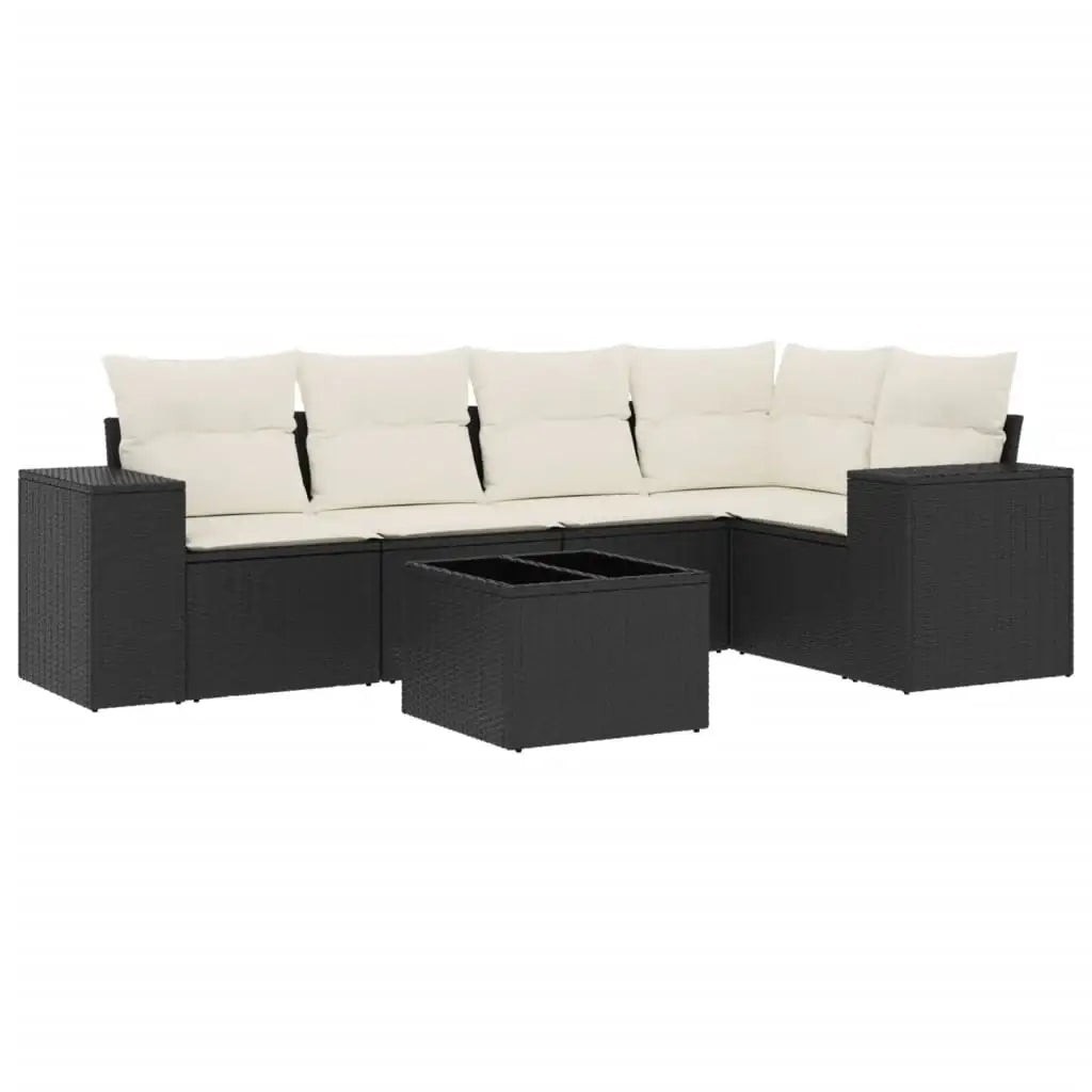 Set Divano da Giardino 6 pz con Cuscini Nero in Polyrattan - homemem39