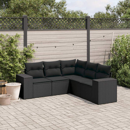 Set Divani da Giardino 5 pz con Cuscini in Polyrattan Nero - homemem39