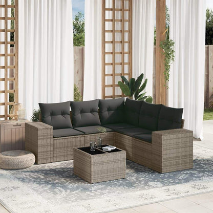Set Divano da Giardino 6 pz con Cuscini Grigio in Polyrattan - homemem39