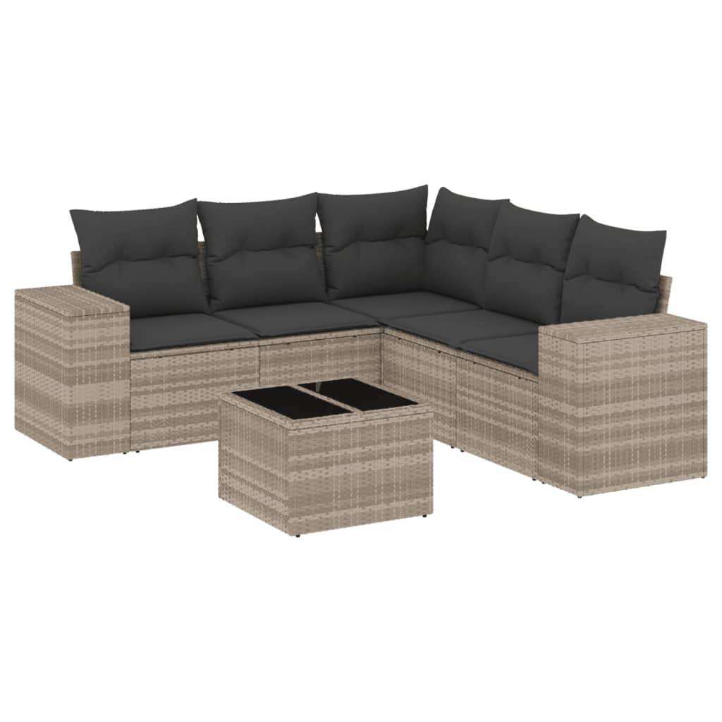 Set Divano da Giardino 6pz con Cuscini Grigio Chiaro Polyrattan - homemem39