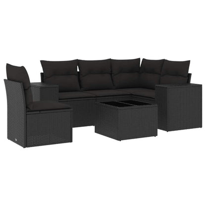 Set Divano da Giardino 6 pz con Cuscini Nero in Polyrattan - homemem39