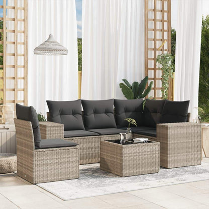 Set Divano da Giardino 6pz con Cuscini Grigio Chiaro Polyrattan - homemem39