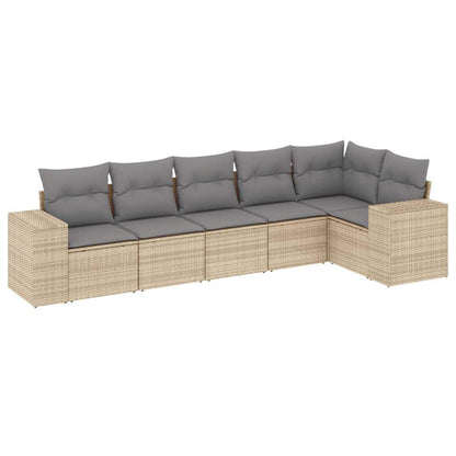 Set Divano da Giardino 6 pz con Cuscini Beige in Polyrattan - homemem39