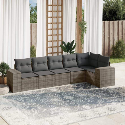 Set Divano da Giardino 6 pz con Cuscini Grigio in Polyrattan - homemem39
