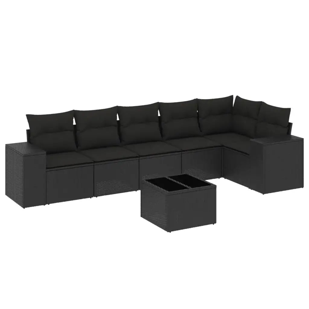 Set Divani da Giardino con Cuscini 7pz Nero Polyrattan - homemem39