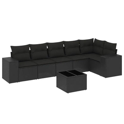 Set Divani da Giardino con Cuscini 7pz Nero Polyrattan - homemem39