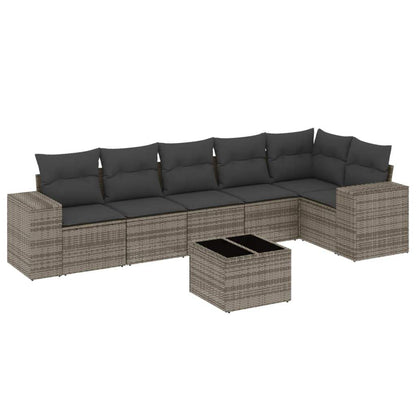 Set Divani da Giardino 7 pz con Cuscini Grigio in Polyrattan - homemem39