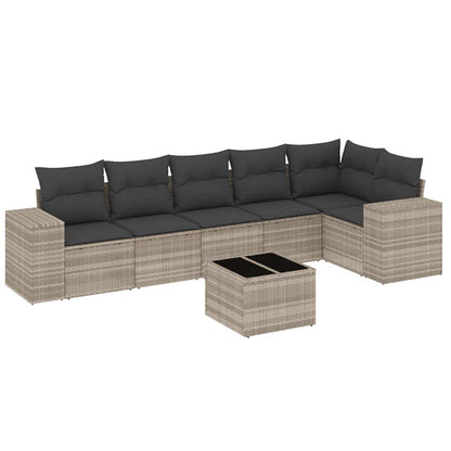 Set Divani da Giardino 7pz con Cuscini Grigio Chiaro Polyrattan - homemem39