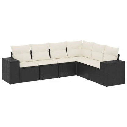 Set Divano da Giardino 6 pz con Cuscini Nero in Polyrattan - homemem39