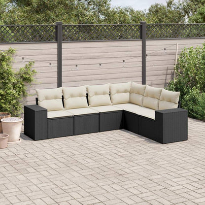 Set Divano da Giardino 6 pz con Cuscini Nero in Polyrattan - homemem39