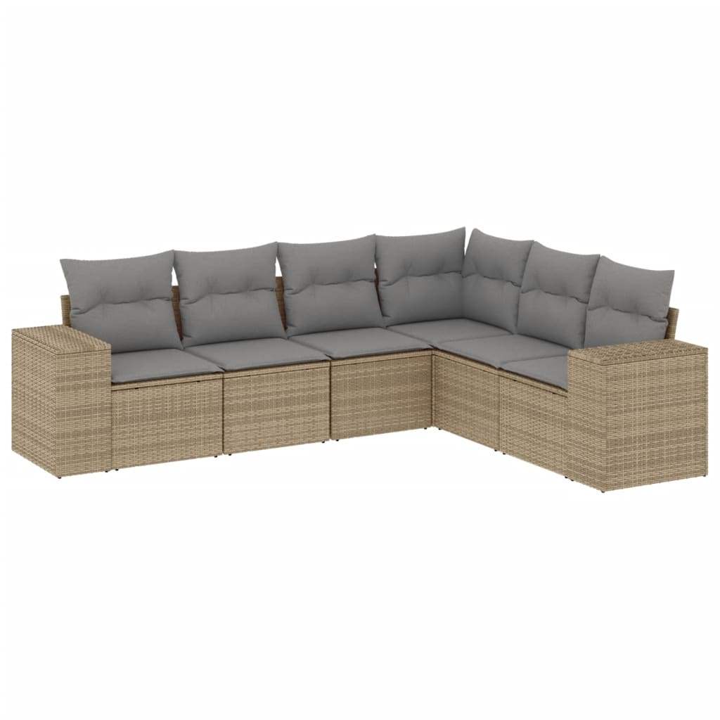 Set Divano da Giardino 6 pz con Cuscini Beige in Polyrattan - homemem39
