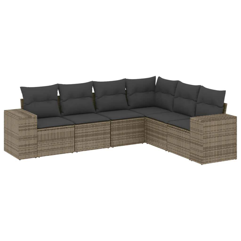 Set Divano da Giardino 6 pz con Cuscini Grigio in Polyrattan - homemem39