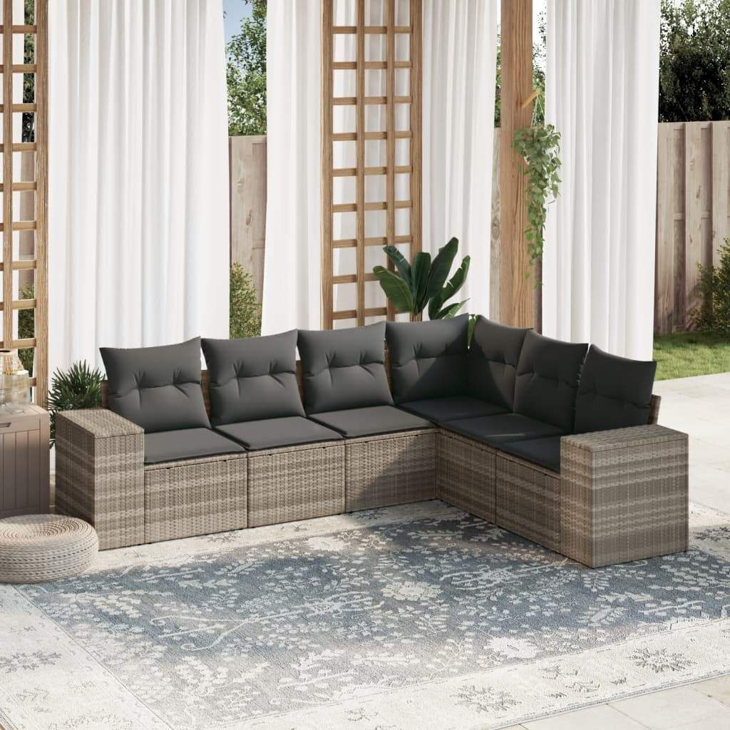 Set Divano da Giardino 6pz con Cuscini Grigio Chiaro Polyrattan - homemem39