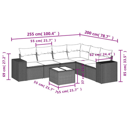 Set Divani da Giardino 7 pz con Cuscini Beige in Polyrattan | homemem39