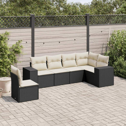 Set Divano da Giardino 6 pz con Cuscini Nero in Polyrattan - homemem39