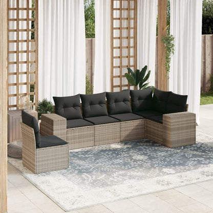 Set Divano da Giardino 6pz con Cuscini Grigio Chiaro Polyrattan - homemem39