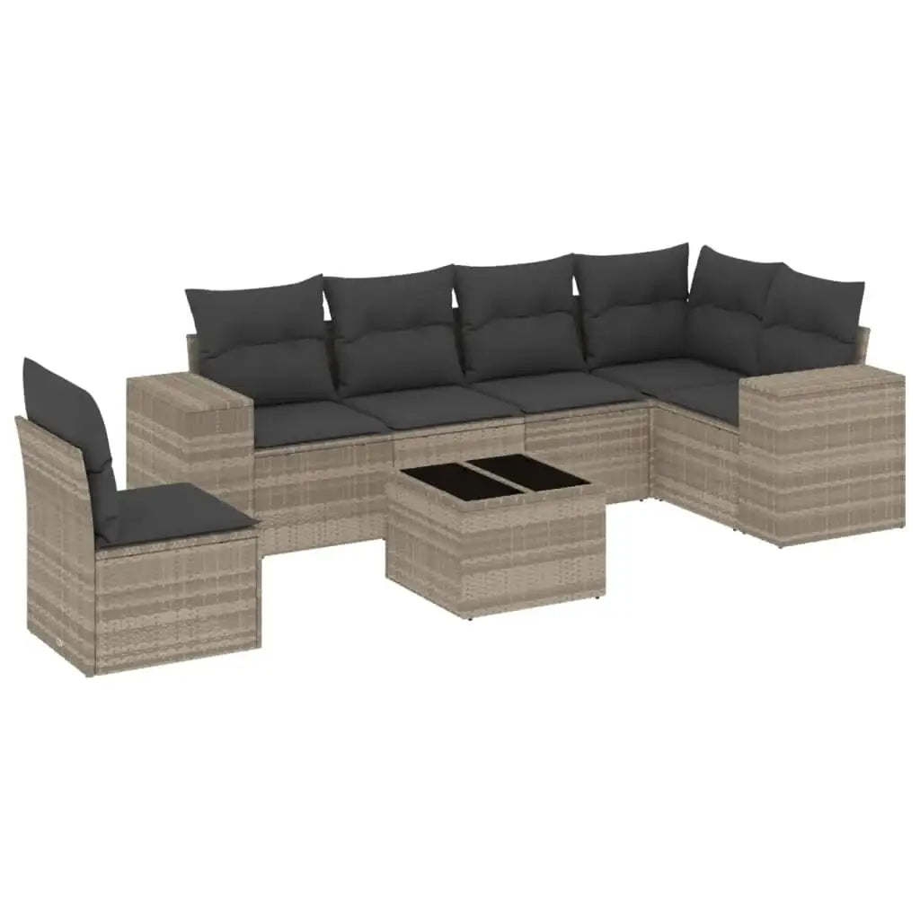 Set Divani da Giardino 7pz con Cuscini Grigio Chiaro Polyrattan - homemem39
