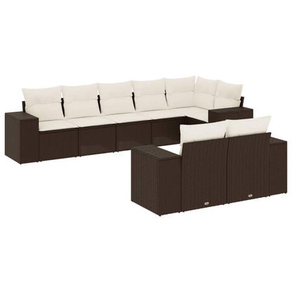 Set Divani da Giardino 8 pz con Cuscini Marrone in Polyrattan - homemem39