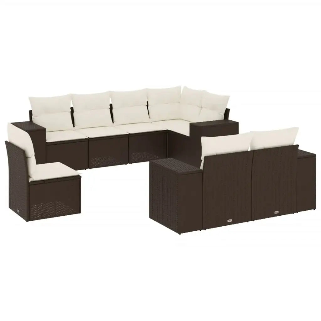 Set Divani da Giardino 8 pz con Cuscini Marrone in Polyrattan - homemem39
