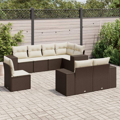 Set Divani da Giardino 8 pz con Cuscini Marrone in Polyrattan - homemem39
