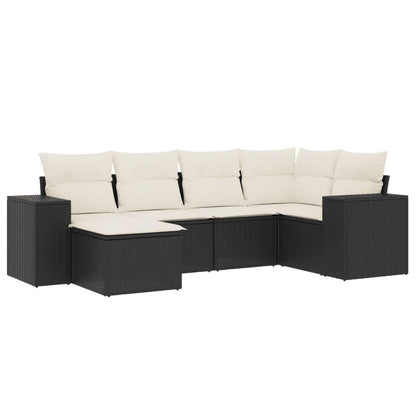 Set Divano da Giardino 6 pz con Cuscini Nero in Polyrattan - homemem39