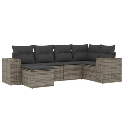Set Divano da Giardino 6 pz con Cuscini Grigio in Polyrattan - homemem39