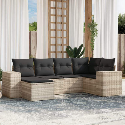 Set Divano da Giardino 6pz con Cuscini Grigio Chiaro Polyrattan - homemem39