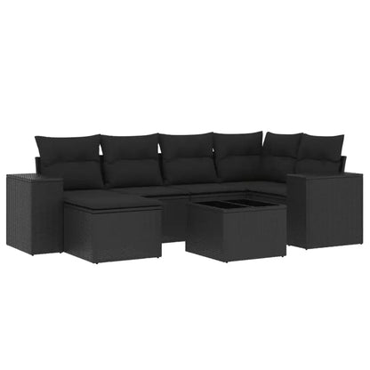 Set Divani da Giardino con Cuscini 7pz Nero Polyrattan - homemem39